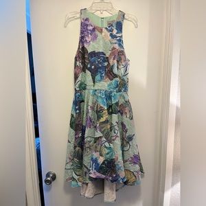 ASOS Teal Floral Gold Jacquard Dress - Size 6